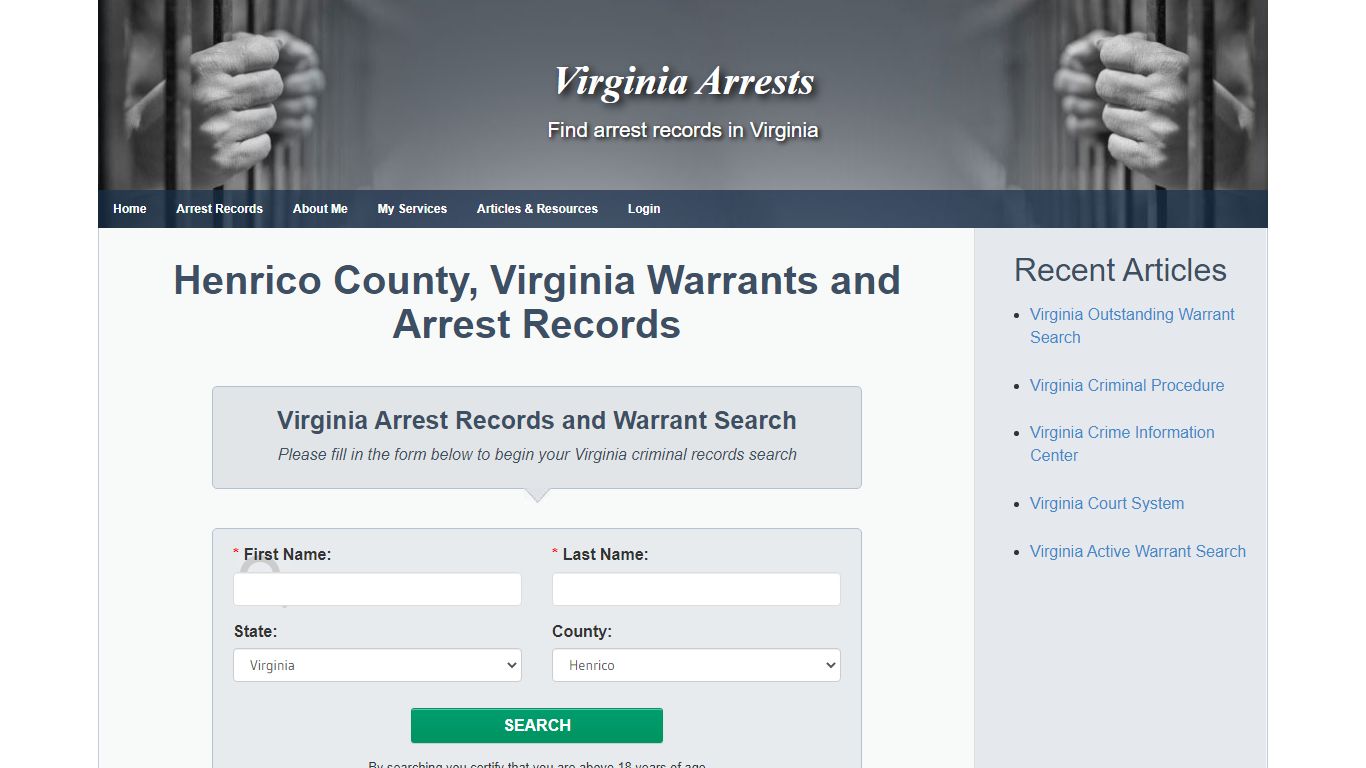 Henrico County, Virginia Warrants and Arrest Records